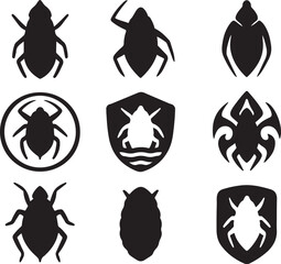 Giant Water Bug Silhouette Icon Set.eps