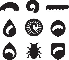 Tent Caterpillar Silhouette Icon Set.eps