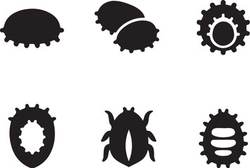 Mealybug Silhouette Icon Set.eps
