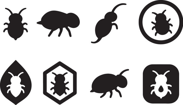 Springtail Silhouette Icon Set.eps