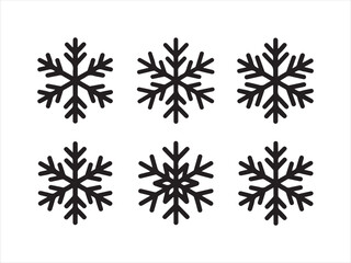 Obraz premium Snowflake crystal silhouette icon set. Hanukkah icons. black color and white background