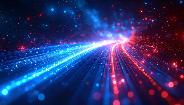 Light streak fiber optic speed line futuristic background for 5g or 6g technology wireless data - Powered by Adobe