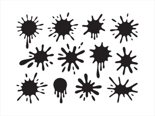 Black Ink Splash Icons Set Vector Illustration