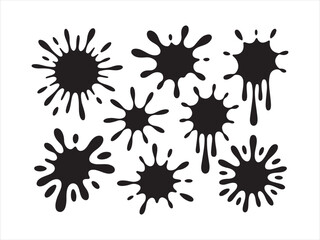 Black Ink Splash Icons Set Vector Illustration