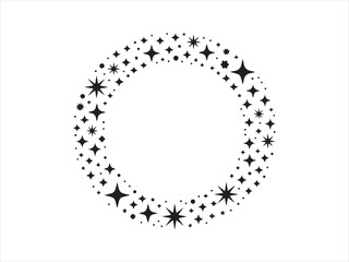 Black Sparkle Star Circle Frame Background Vector Illustration