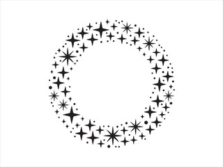 Black Sparkle Star Circle Frame Background Vector Illustration