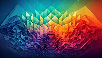 Abstract Geometric Spectrum - A Vibrant Digital Art Piece Showcasing a Kaleidoscopic Display of Polygonal Forms and Gradient Colors