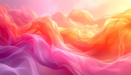 Abstract Flowing Fabric Landscape in Pink Purple and Orange Tones with Subtle Sparkle