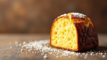 Freshly baked cake on a clean table, ideal for food photography or as a decorative element