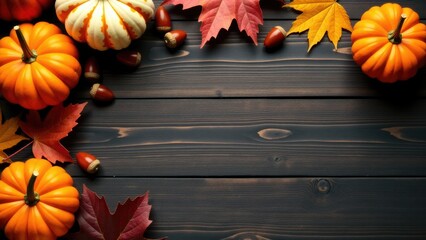 A collection of colorful pumpkins on a wooden table