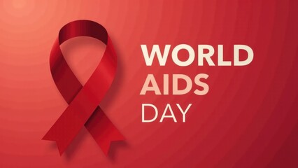 A red ribbon with the words 'world aids day' displayed prominently