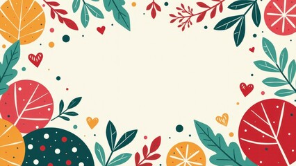 A decorative floral frame with hearts and leaves, ideal for romantic occasions or Valentine's Day