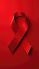 A bright red ribbon placed against a solid red background
