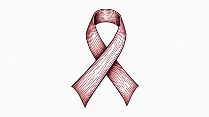 A simple illustration of a pink ribbon against a white background, suitable for use in promotions and designs