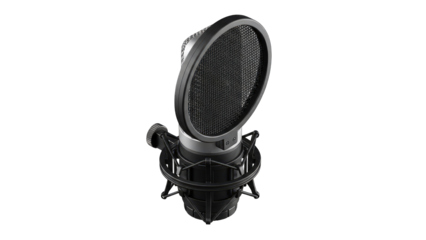 Studio Microphone with Pop Filter Isolated on White