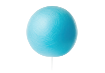massive, hyper-realistic, electric blue cotton candy sphere, macro close-up against a transparent studio background, shadowless high-key lighting, abundant copy space. Concept for confection