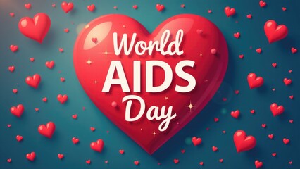 A red heart with the words 'World AIDS Day' written on it, a symbol of support and awareness for the fight against HIV/AIDS