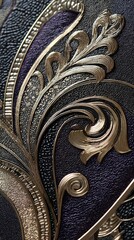 with ornamental baroque motifs and golden accents for luxurious wall decoration