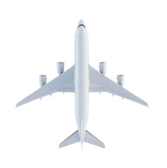 Obraz premium Top view of a white airplane transparent background cutout png