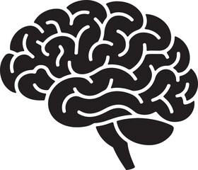 A detailed illustration of a human brain from the side silhouette