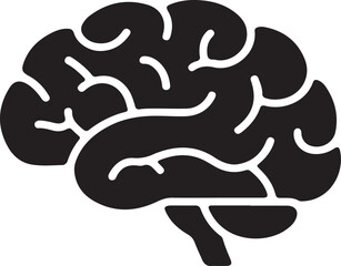 A detailed illustration of a human brain from the side silhouette