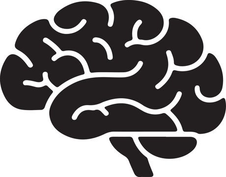 A detailed illustration of a human brain from the side silhouette
