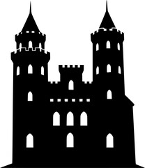 Obraz premium Medieval Castle Fortress Silhouette Vector Icon 