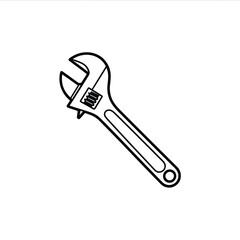 Simple black and white illustration of an adjustable wrench tool