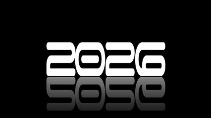 White text new year 2026 celebration on black screen