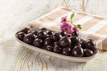 Nut in chocolate balls sweet candy