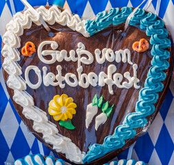 typical ginger bread heart at a kiosk