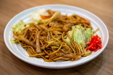 Yakisoba, a Japanese noodle stir-fried dish