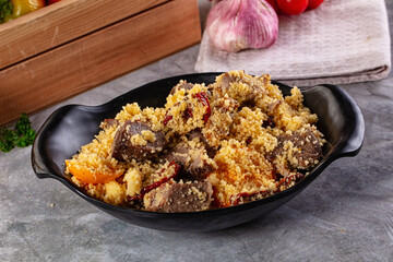 Traditional couscous with lamb and vegetables