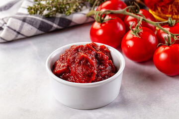 Red organic fresh tomato paste