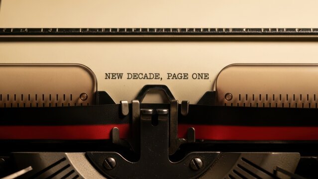Vintage Typewriter Captures 'New Decade, Page One,' Symbolizing Fresh Beginnings and Future Chapters