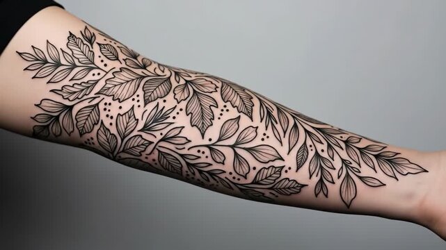 Intricate floral arm tattoo design showcasing detailed transforming patterns