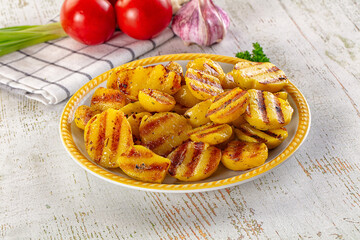 Grilled small baby young potato