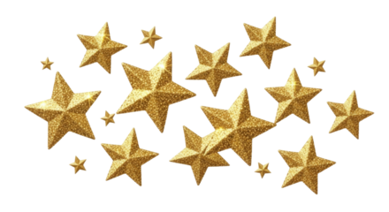 Golden stars cluster transparent background cutout png