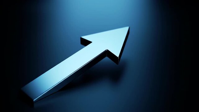 Metallic rightward pointing arrow against dark blue gradient background