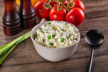 Cottage cheese with green onion