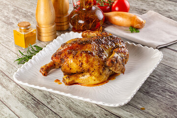 Baked in oven whole chicken with spices