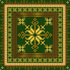Native American, seamless pattern, native Indian American, Geometric pixel art pattern. Abstract pixel art geometric ethnic pattern design for fabric, carpet, tile, rug, clothing, embroidery, needlepo