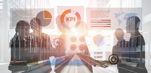 Professional team engages in strategic discussions while analyzing data visualization tools and KPI metrics in a modern office setting, enhancing decision-making. Gantry