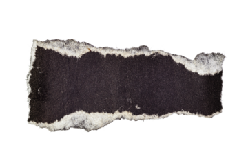 Ripped crumpled kraft black paper isolated on transparent png background,realistic black torn paper edges,old torn paper background