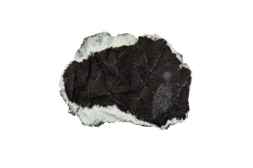 Ripped crumpled kraft black paper isolated on transparent png background,realistic black torn paper edges,old torn paper background