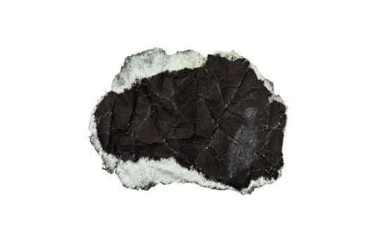 Ripped crumpled kraft black paper isolated on transparent png background,realistic black torn paper edges,old torn paper background