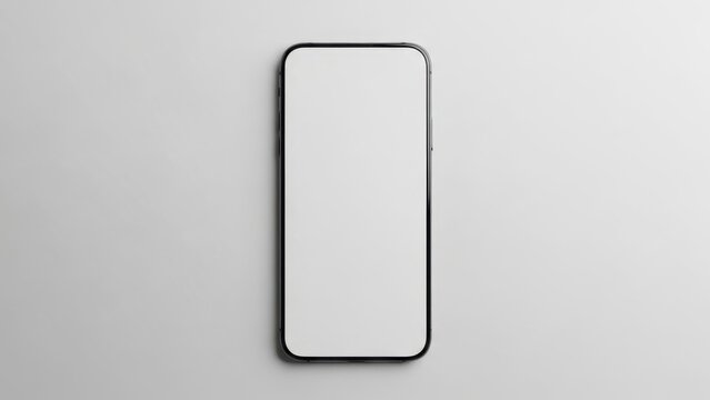 Minimalist Smartphone Mockup with Blank White Screen on Clean Gray Background  for UI/UX Design