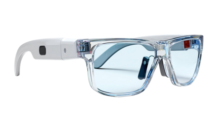 Black plastic 3D glasses with dark lenses isolated on a white background, a cool summer fashion accessory for eye protection and style