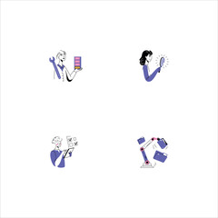 Set of Flat Style Cloud Hosting Illustrations