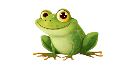 A cute green tree frog with isolated white background and macro eye closeup is a beautiful amphibian animal from the wildlife in nature